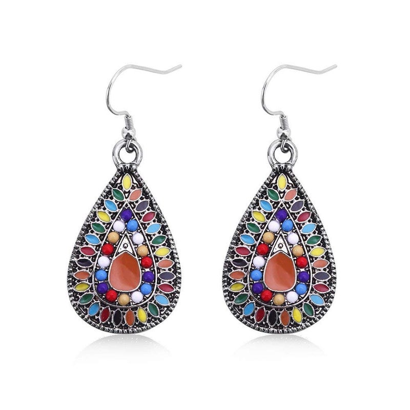 Boolavard 1 Pair Dangle Earrings Vintage Drop Earring Handmade Bohemian Teardrop Earrings - Image 1